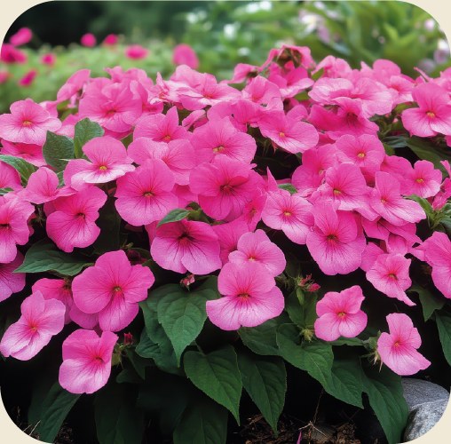 Bright pink SunPatiens in full bloom